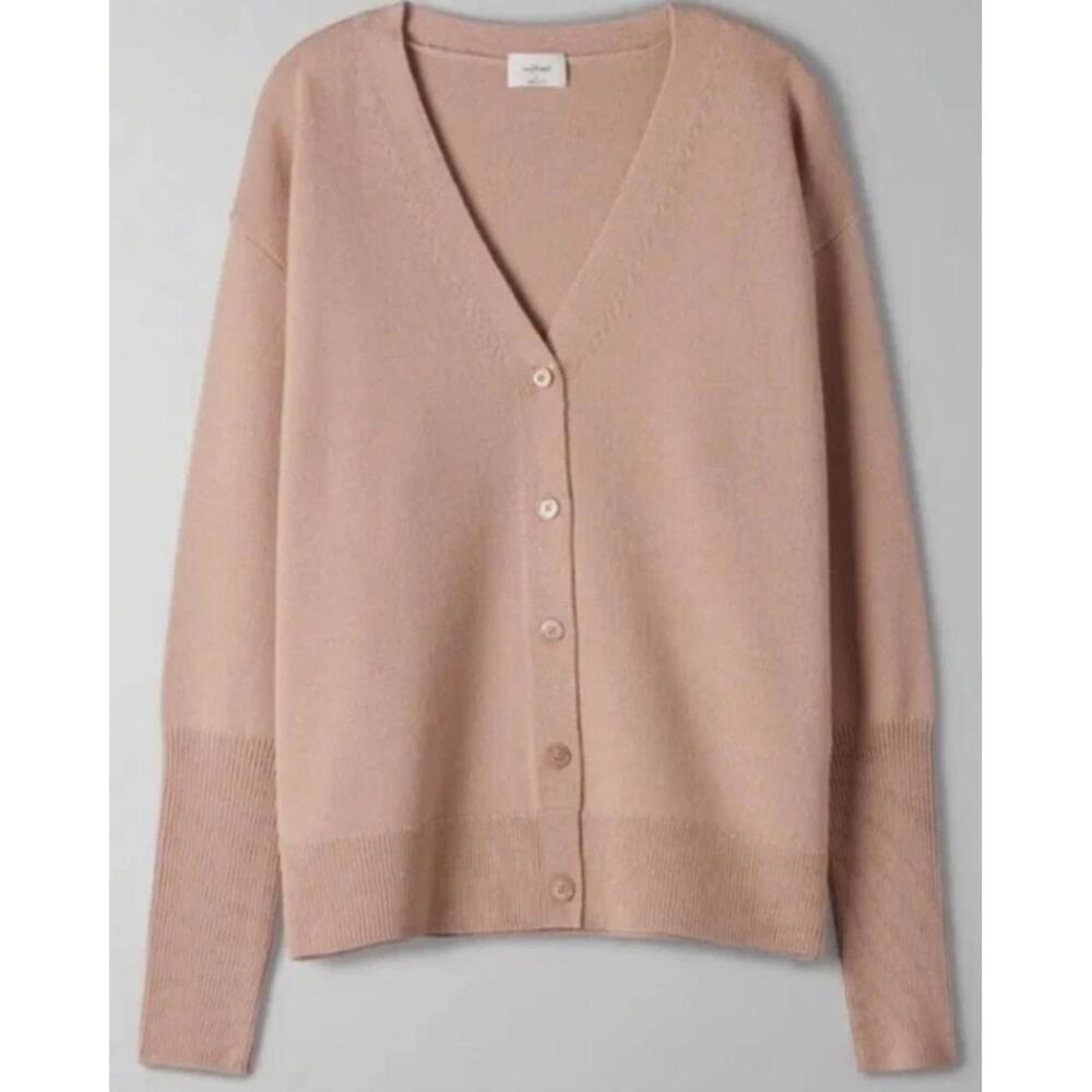 Aritzia Wilfred Baby Pink Merino Wool Cardigan Sweater, Women Medium